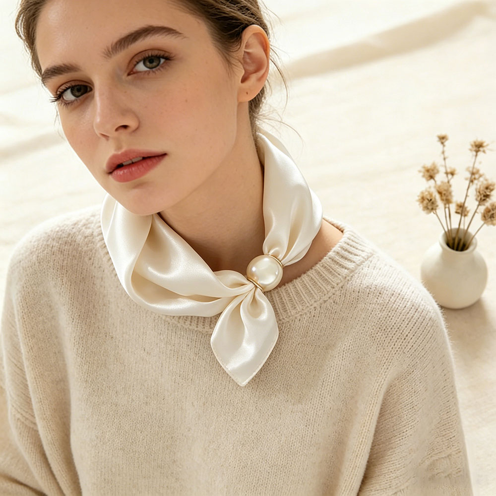 Luxury Skincare Headband - Schal-Kette aus Seide mit magnetischem Anhänger,
